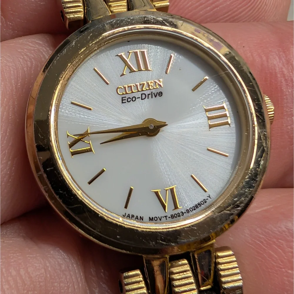 Citizen Eco-Drive B023-S015481 Women's Watch Gold Tone Sunburst New Capacitor
